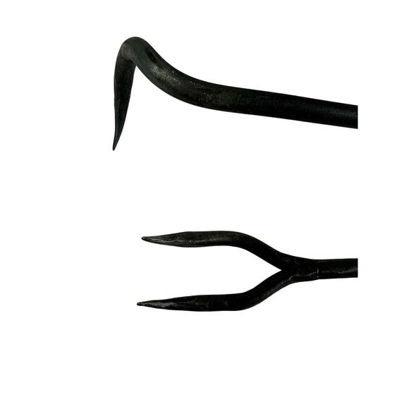 Forged Metal BarBQ Tools Twisted Leaf Design Original Box Texas Signed Set of 2 - Picture 9 of 16